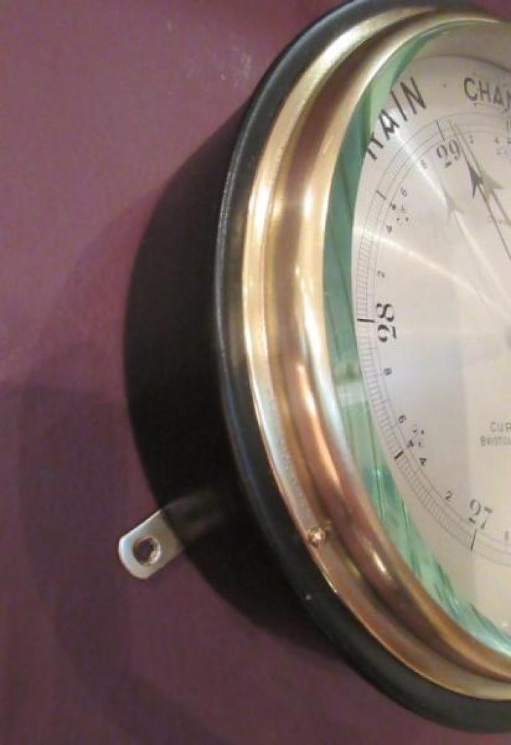 Victorian Steel & Brass  Bulkhead Marine Barometer - Image 3
