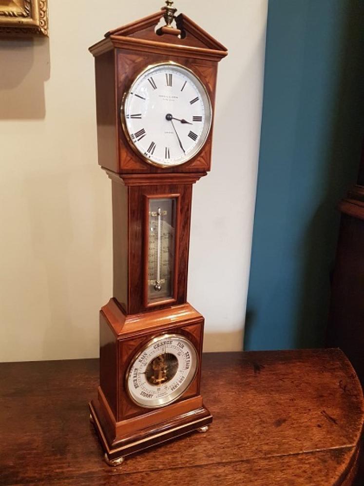 Superb Victorian Sheraton Inlaid Clock Barometer - Image 1