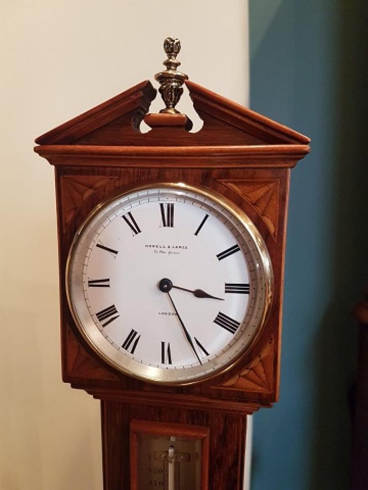 Superb Victorian Sheraton Inlaid Clock Barometer - Image 2