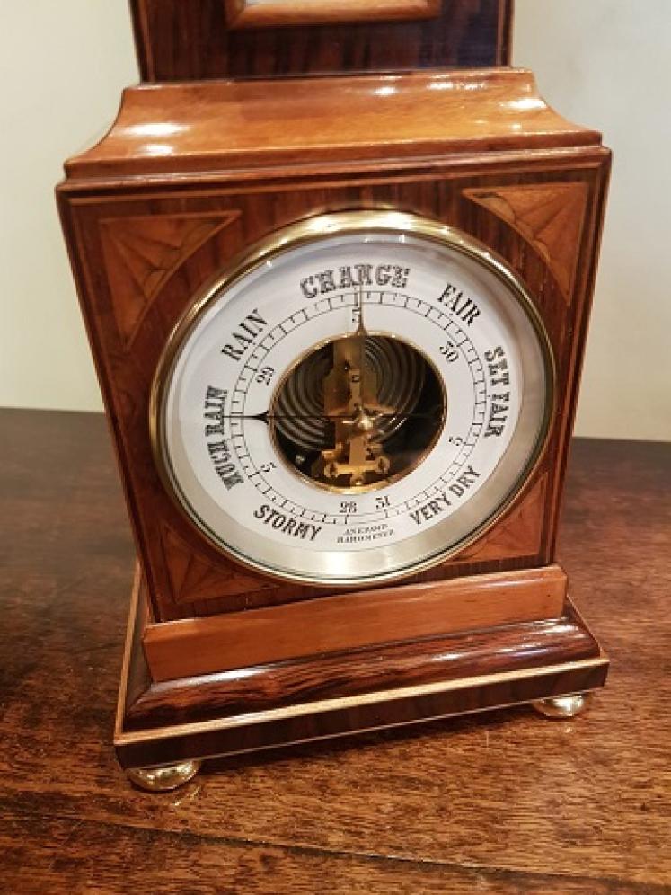 Superb Victorian Sheraton Inlaid Clock Barometer - Image 3