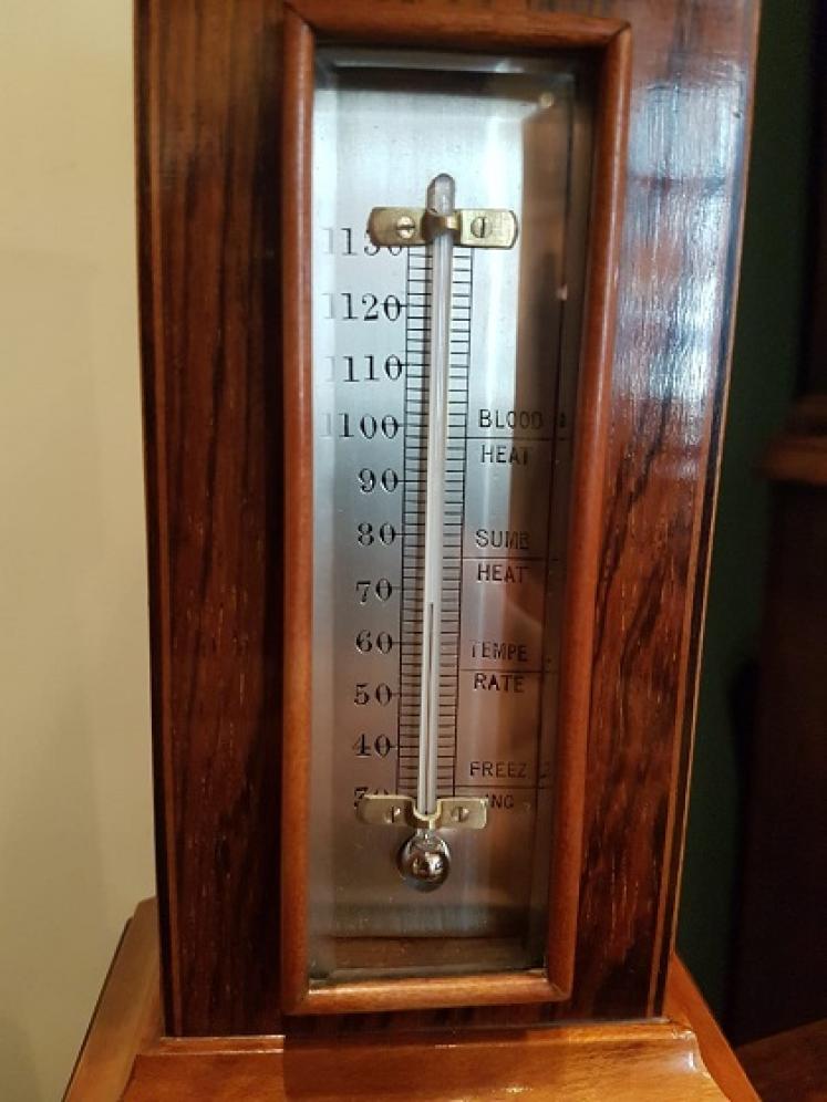 Superb Victorian Sheraton Inlaid Clock Barometer - Image 5