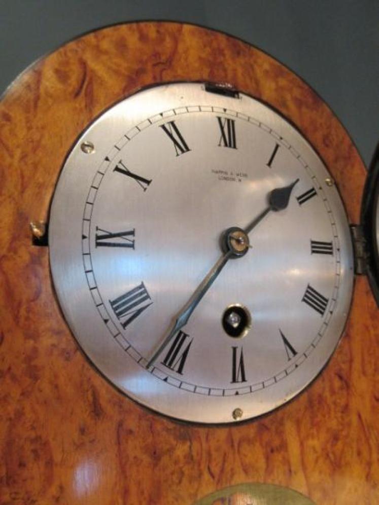 Victorian Bird's Eye Maple Inlaid Library Wall Clock - Image 2