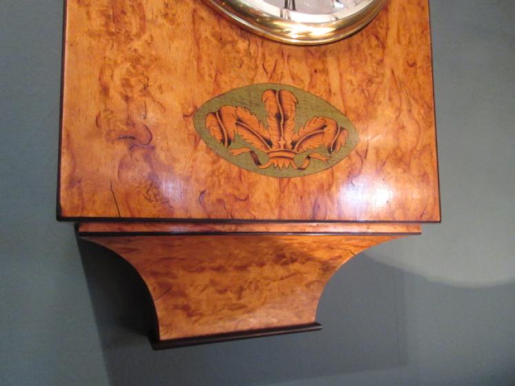 Victorian Bird's Eye Maple Inlaid Library Wall Clock - Image 3