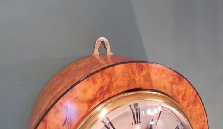 Victorian Bird's Eye Maple Inlaid Library Wall Clock - Image 4