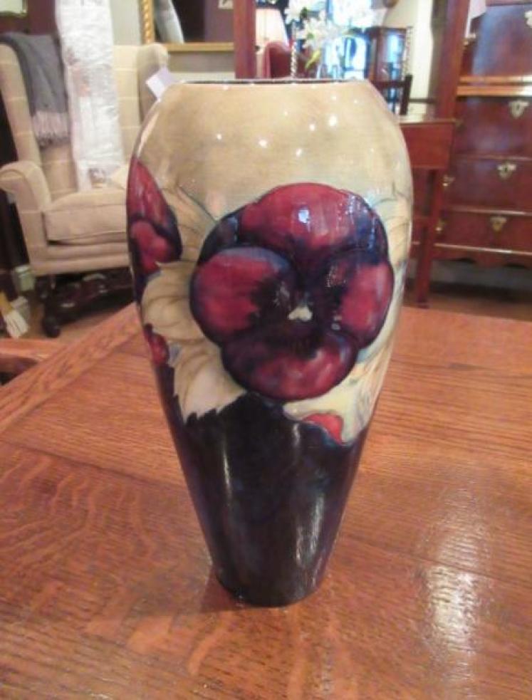 Moorcroft Pansy Pattern Tall Vase - Image 1