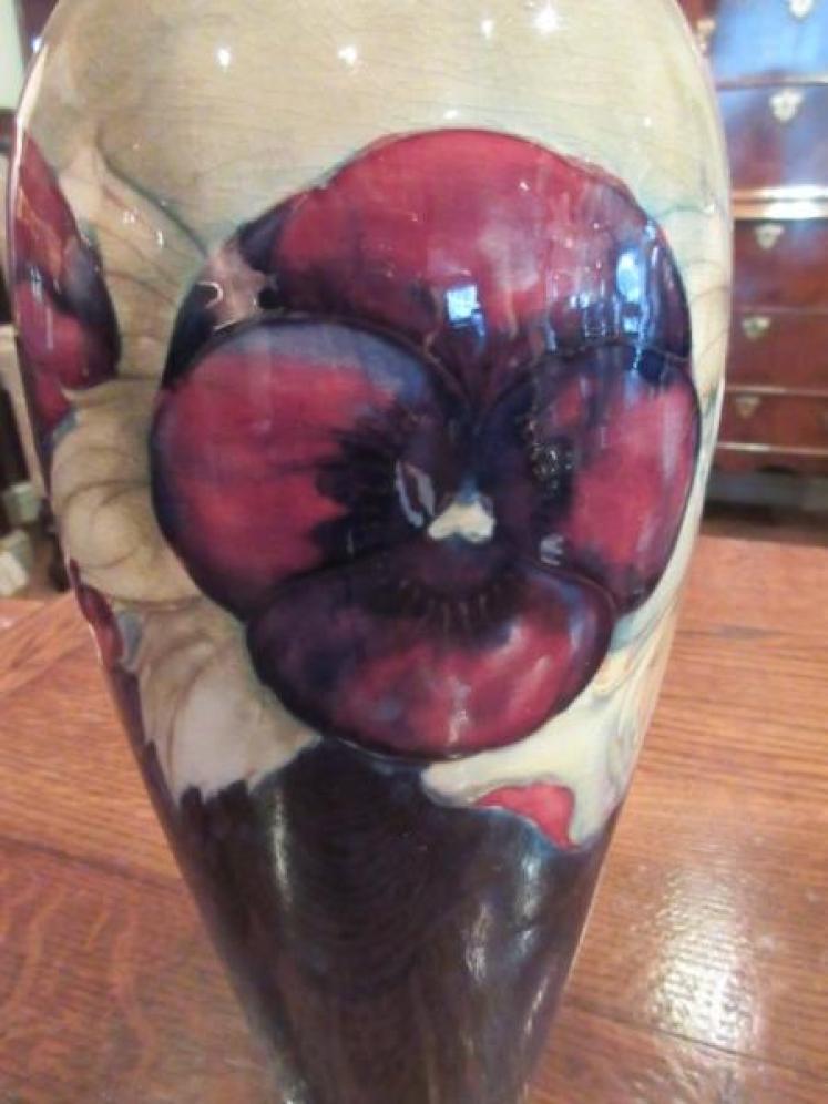 Moorcroft Pansy Pattern Tall Vase - Image 2