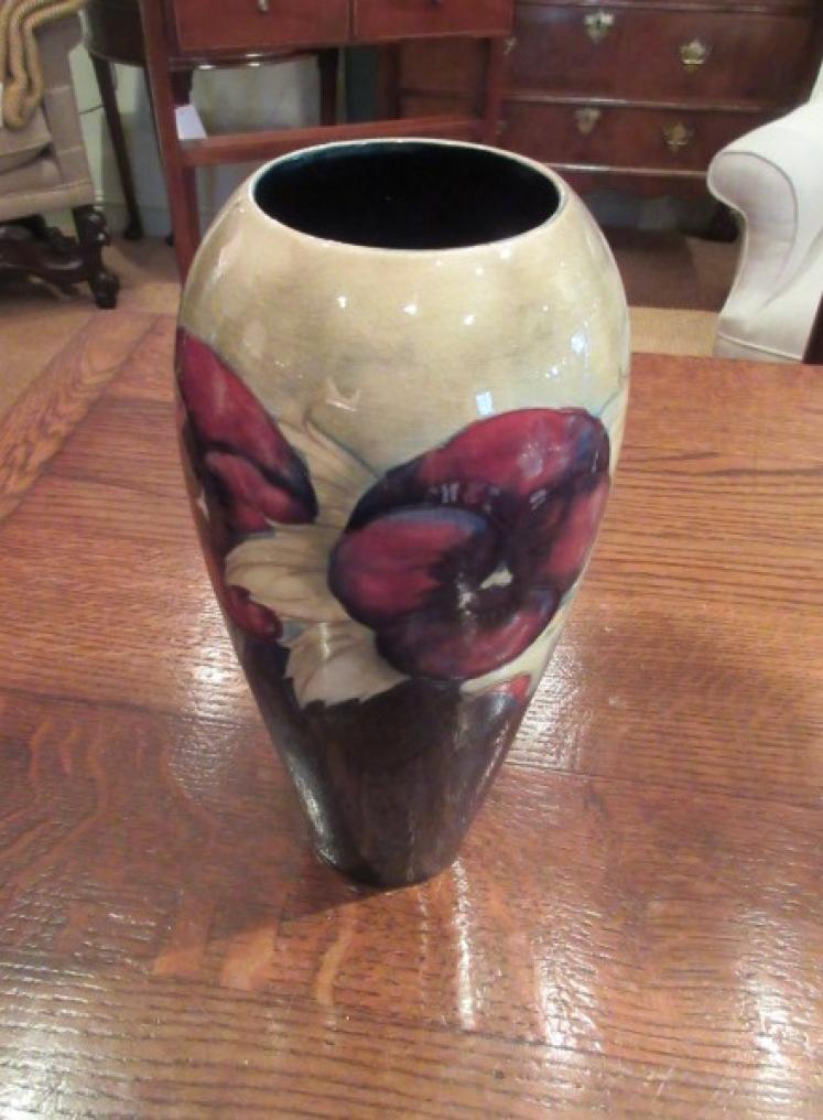 Moorcroft Pansy Pattern Tall Vase - Image 3