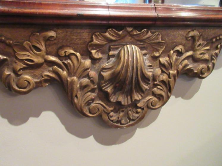 Early Victorian Walnut & Timber Gilt Mirror - Image 4