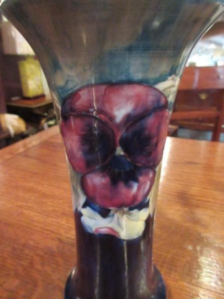Early Moorcroft Pansy Flared Neck Vase - Image 4