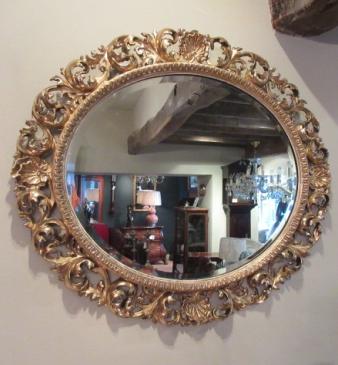 Superb Mid Victorian Oval Plaster Gilt Wall Mirror