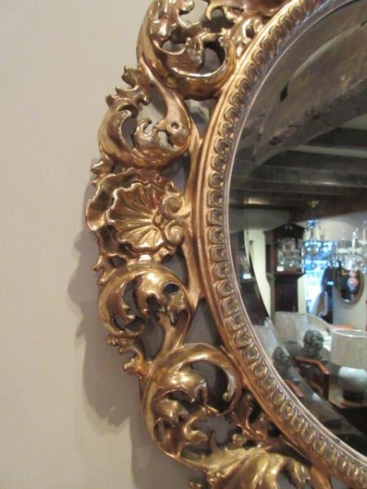Superb Mid Victorian Oval Plaster Gilt Wall Mirror - Image 3