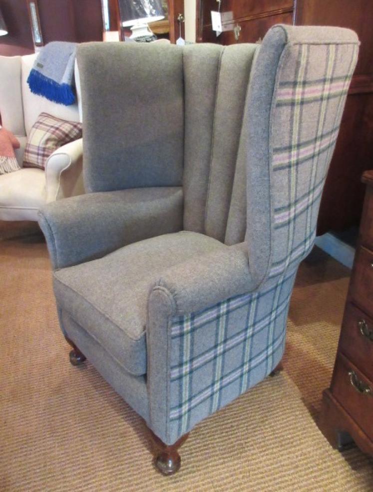 Mid Victorian Barrel Back Upholstered Wing Armchair - Image 2