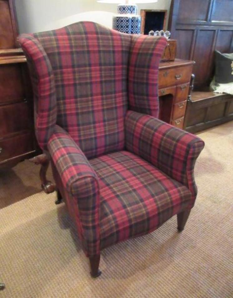 Well Shaped Victorian Upholstered Wing Armchair - Image 1