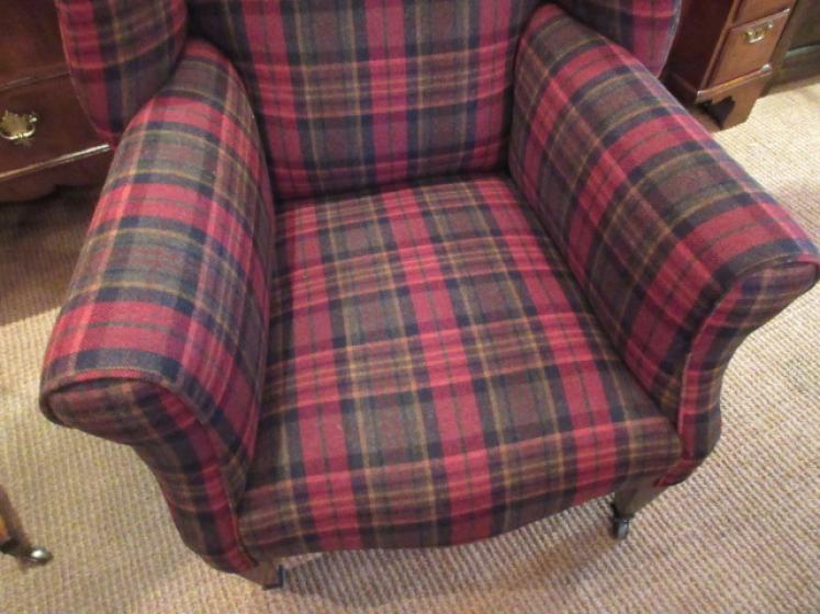 Well Shaped Victorian Upholstered Wing Armchair - Image 2