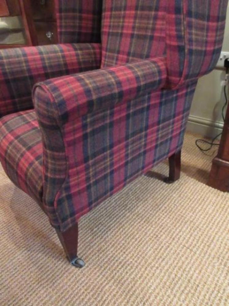 Well Shaped Victorian Upholstered Wing Armchair - Image 3