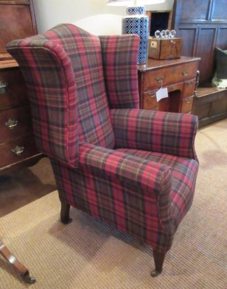 Well Shaped Victorian Upholstered Wing Armchair - Image 4