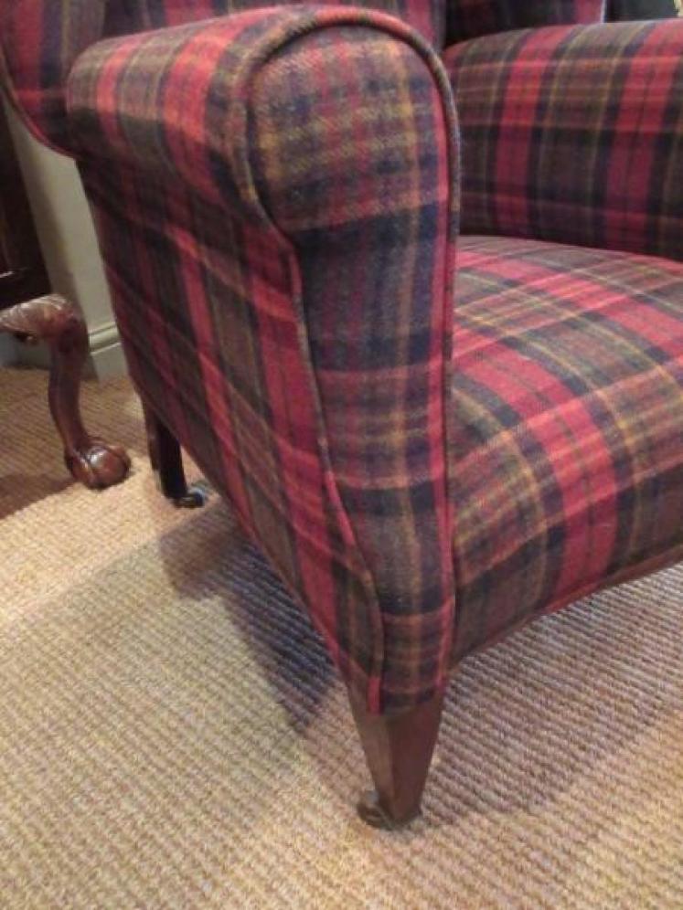 Well Shaped Victorian Upholstered Wing Armchair - Image 5