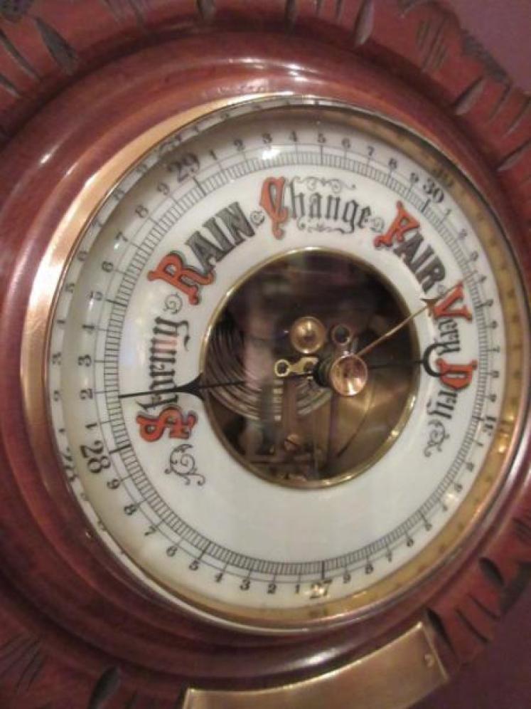Small Victorian Walnut 'Pendant' Shaped Barometer - Image 5