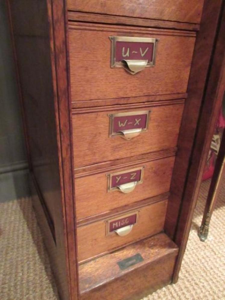 Unusual Victorian Polished Oak Tall Filing Cabinet - Image 4