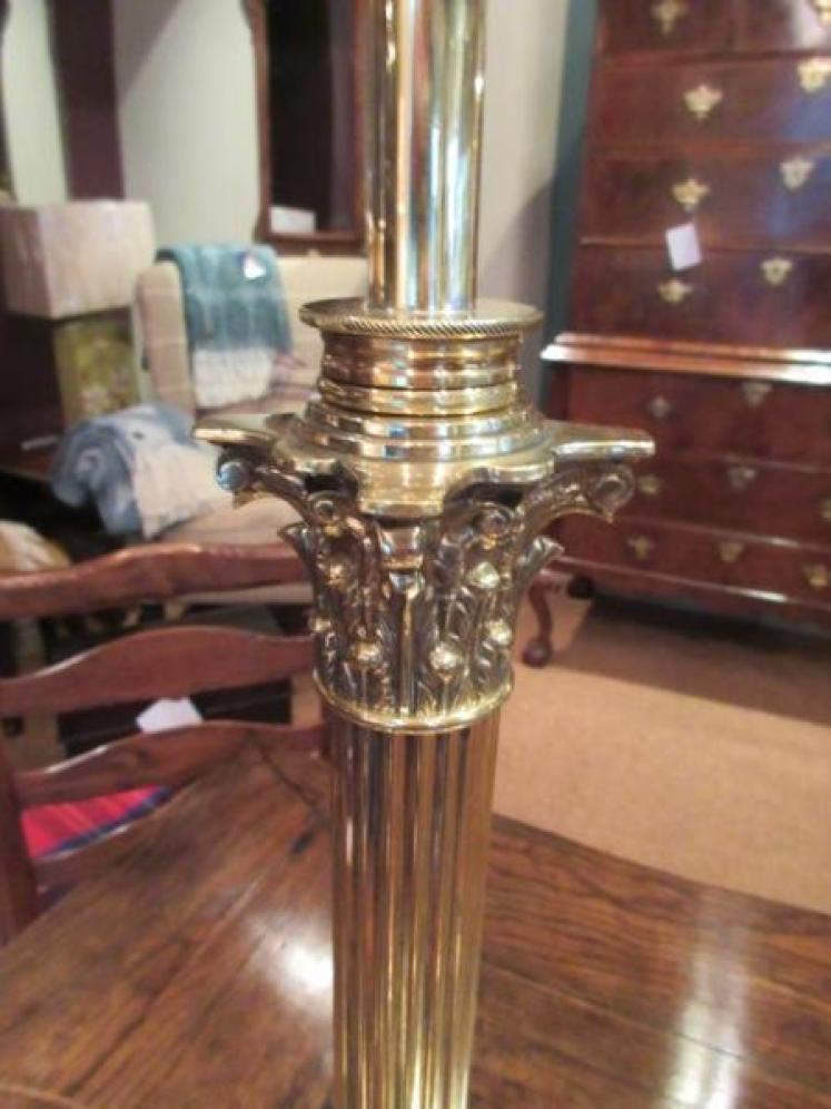Victorian Cast Brass Corinthian Column Table Lamp - Image 3