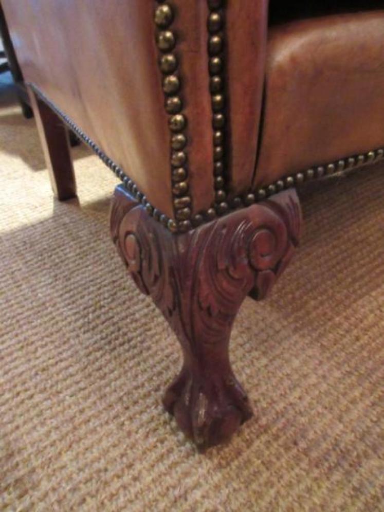 Edwardian Period Leather Chesterfield Sofa - Image 2
