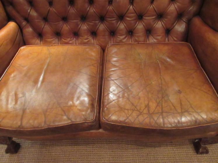 Edwardian Period Leather Chesterfield Sofa - Image 3