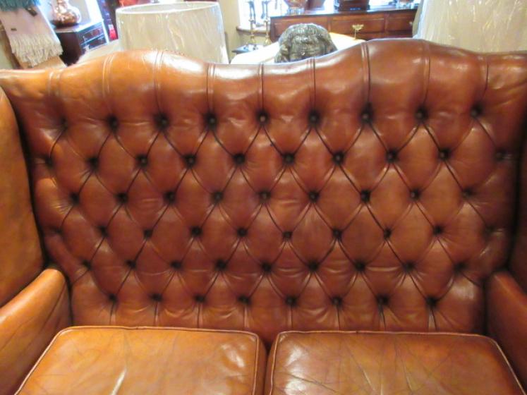 Edwardian Period Leather Chesterfield Sofa - Image 5