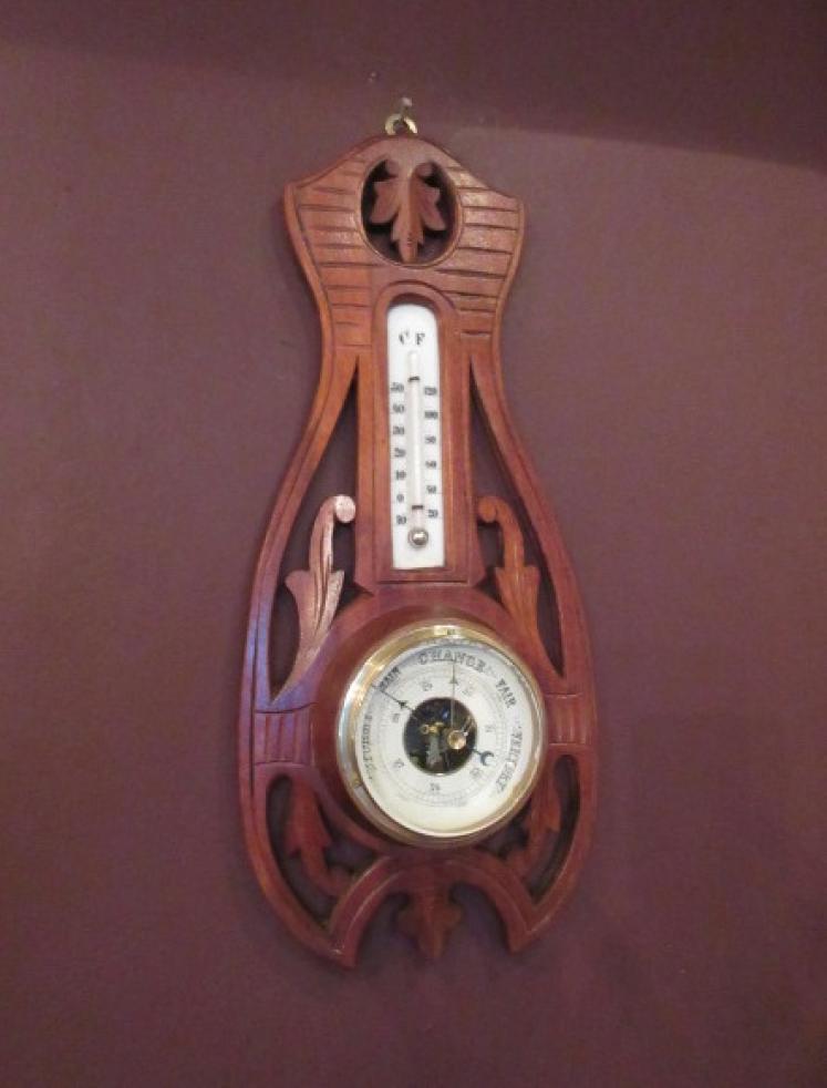  Arts & Crafts Small Walnut Banjo Barometer - Image 1