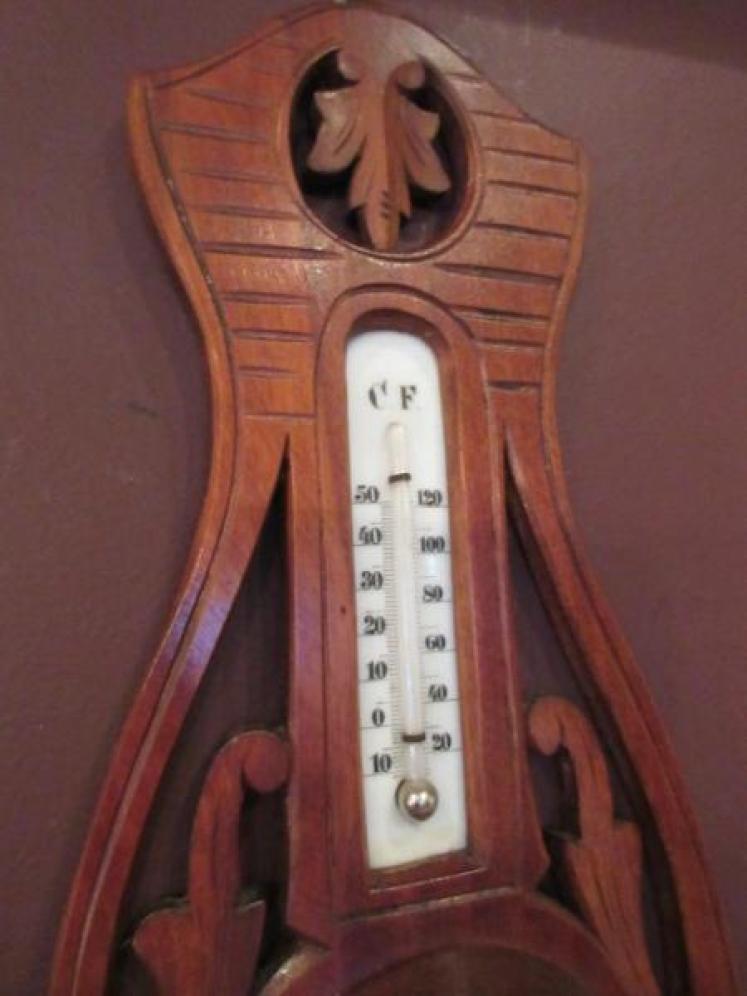  Arts & Crafts Small Walnut Banjo Barometer - Image 3