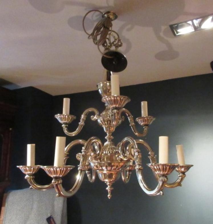 Superb Edwardian Period Bronze Two Tier Chandelier - Image 1