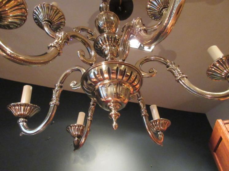 Superb Edwardian Period Bronze Two Tier Chandelier - Image 2