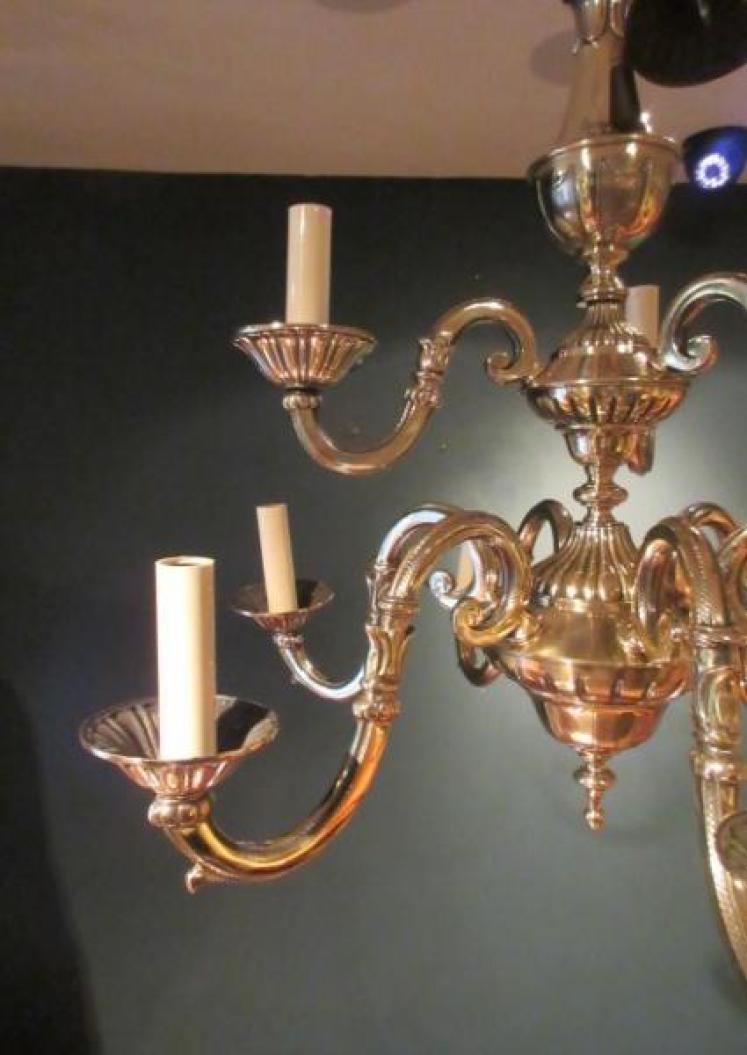 Superb Edwardian Period Bronze Two Tier Chandelier - Image 3
