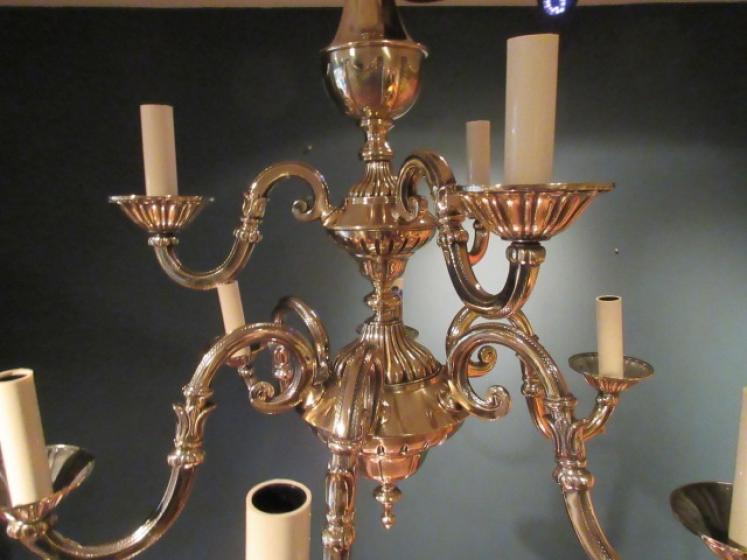 Superb Edwardian Period Bronze Two Tier Chandelier - Image 4