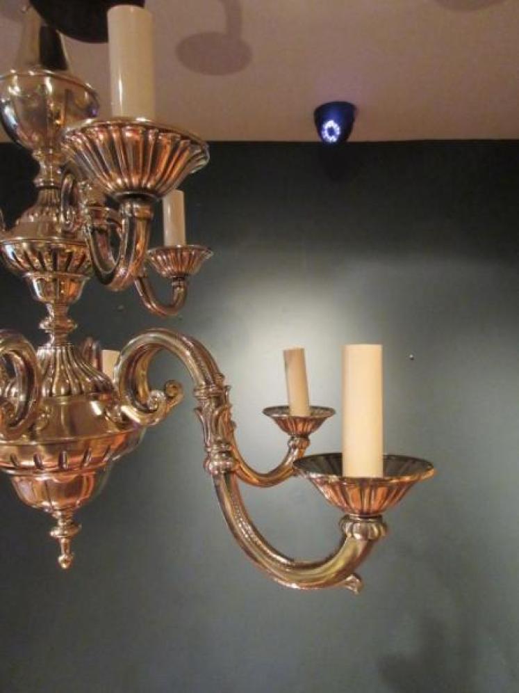Superb Edwardian Period Bronze Two Tier Chandelier - Image 5