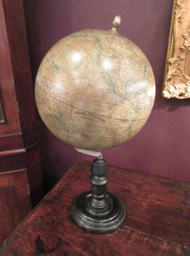 Antique French 10" Plaster Terrestrial Globe - Image 1