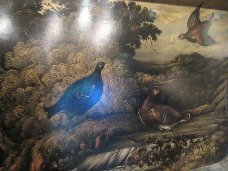 Large Early Victorian Game Scene Paper Mache Tray - Image 2