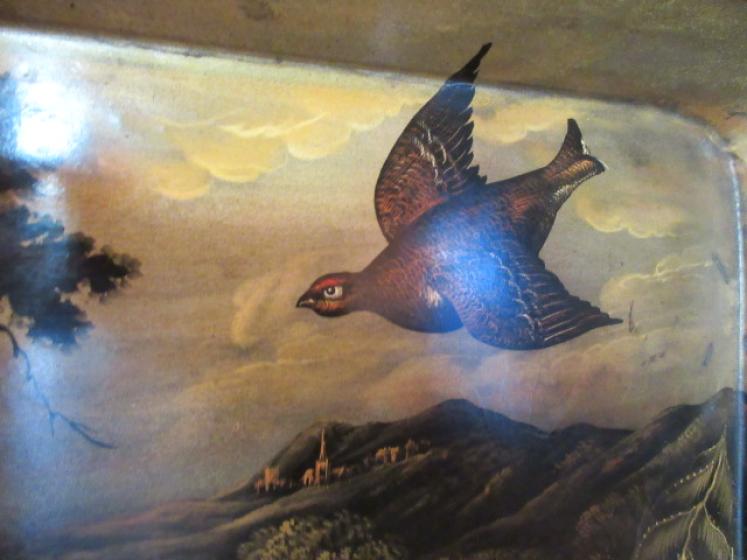 Large Early Victorian Game Scene Paper Mache Tray - Image 4