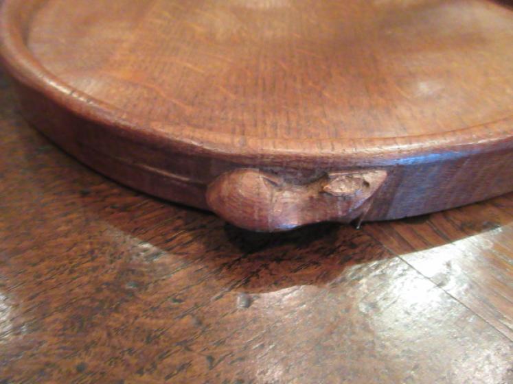 Early Mouseman Adzed Oak Kidney Shaped Tray - Image 2
