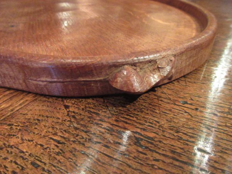 Early Mouseman Adzed Oak Kidney Shaped Tray - Image 3