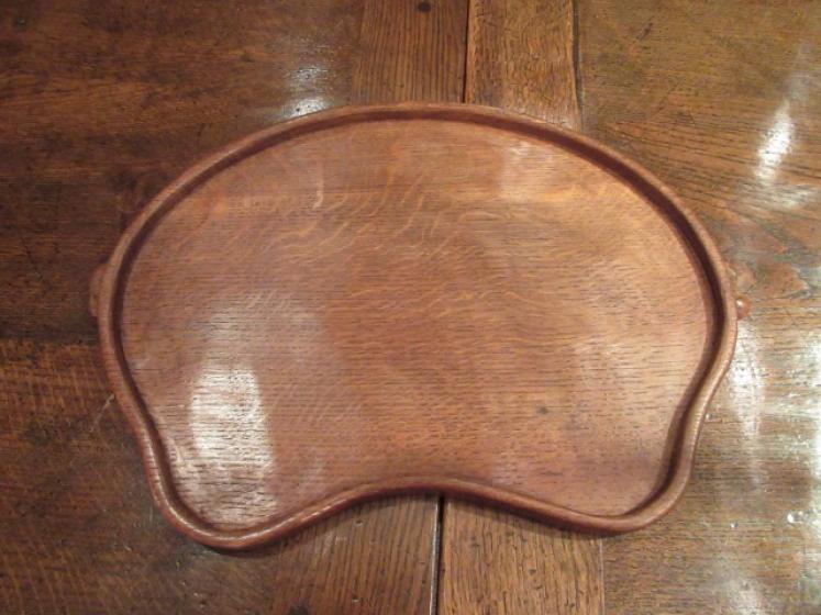 Early Mouseman Adzed Oak Kidney Shaped Tray - Image 4