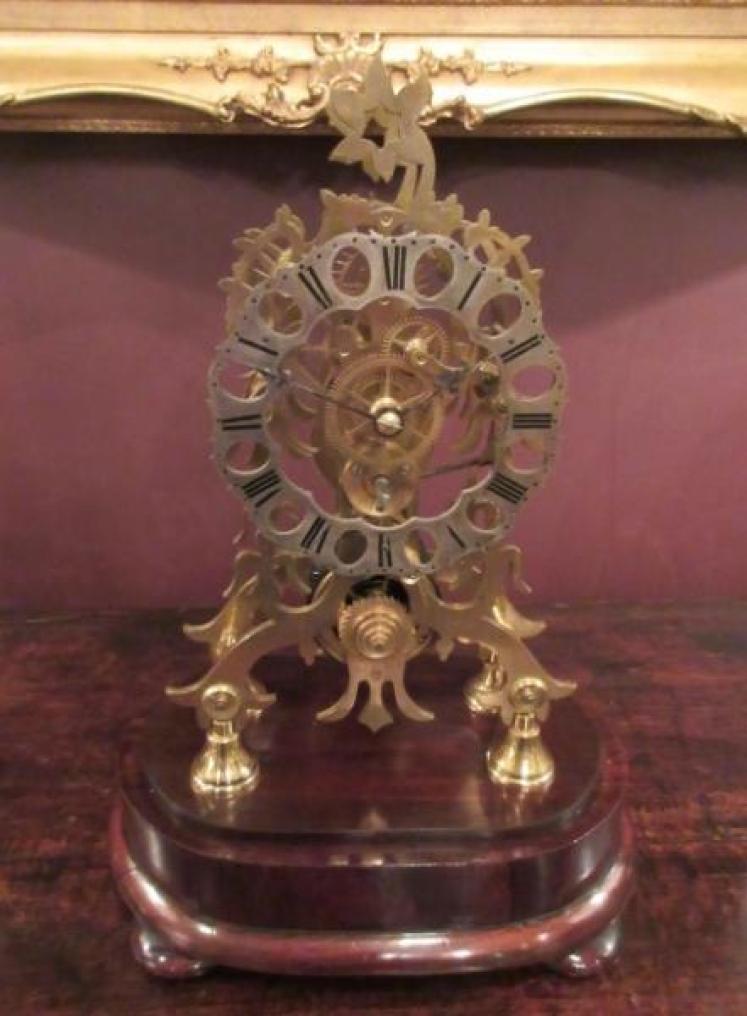 Fine Early Victorian Rosewood Fusee Skeleton Clock - Image 2