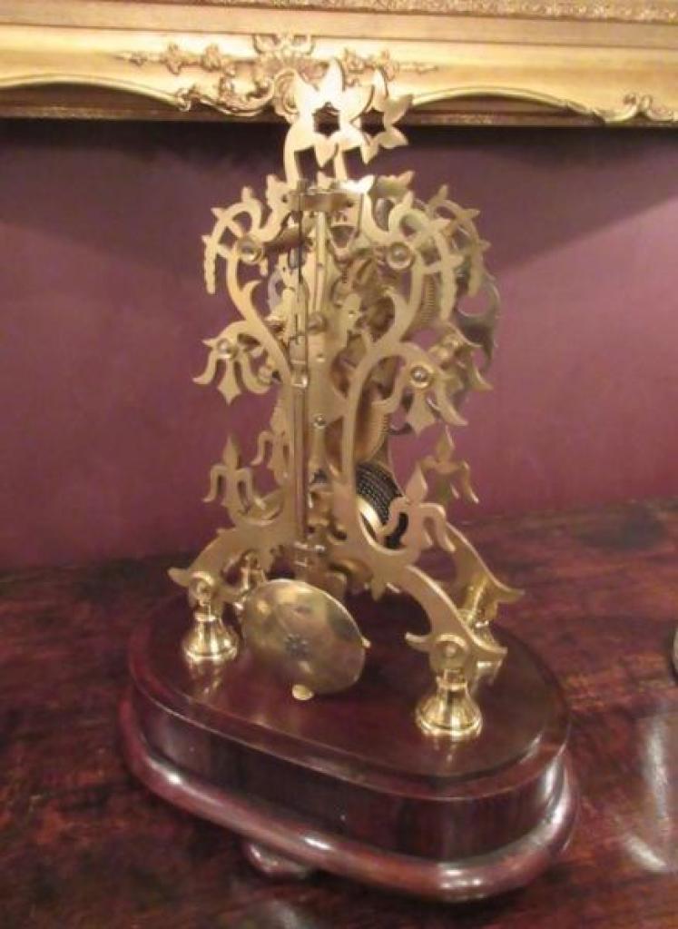 Fine Early Victorian Rosewood Fusee Skeleton Clock - Image 3