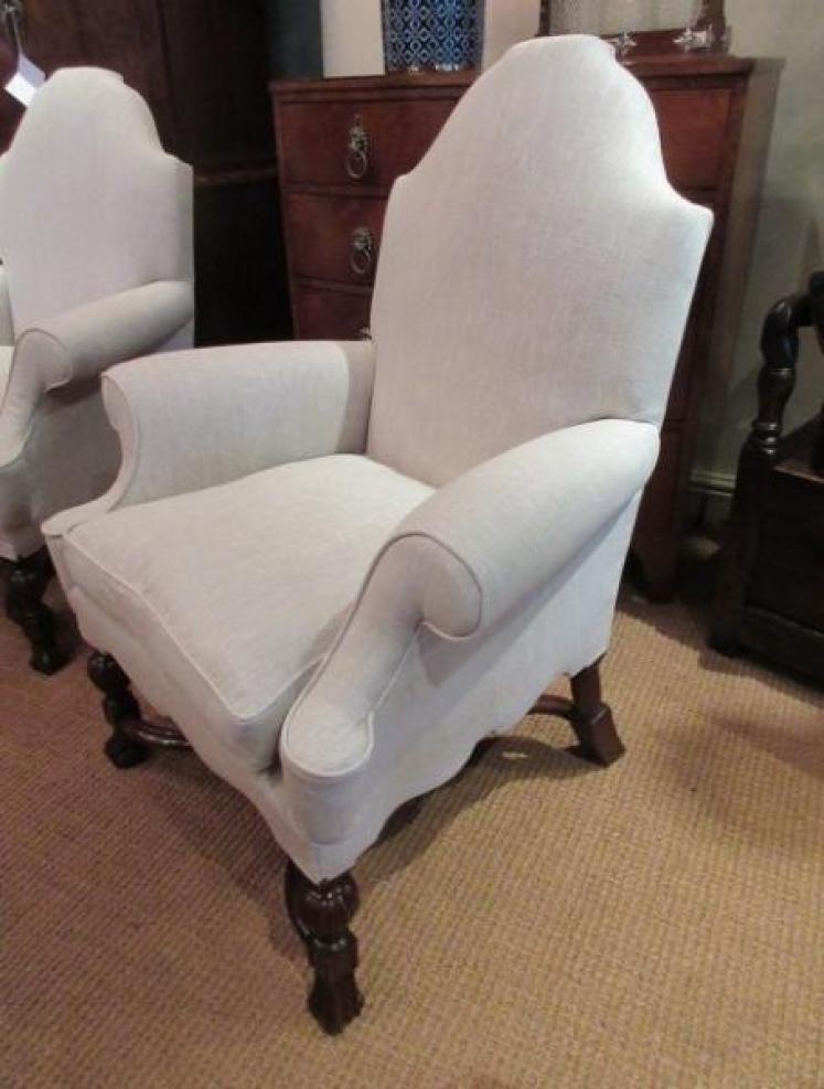 Fine Pair of Queen Anne Style Shaped Back Armchairs - Image 5