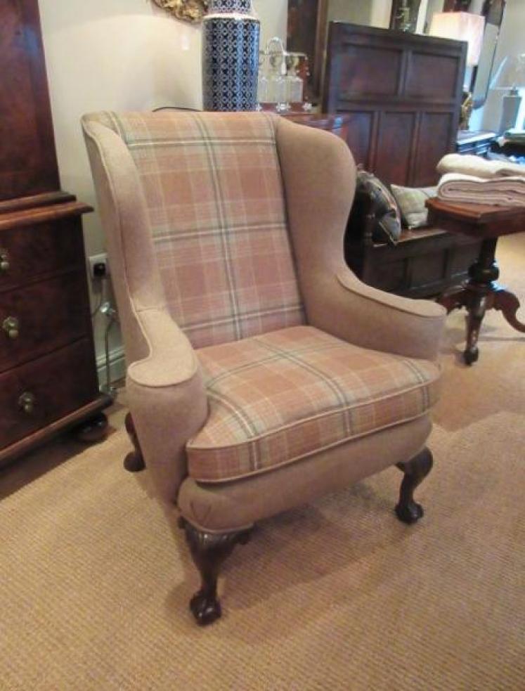 Top Quality Mid Victorian Upholstered Wing Armchair - Image 1
