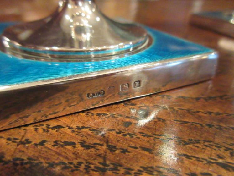 Pair of George V Period Silver & Enamel Candlesticks - Image 3