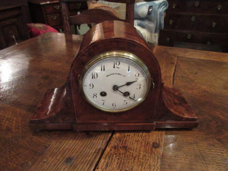 Late 19th Century Burr Walnut Inlaid Striking Mantel Clock - Image 1