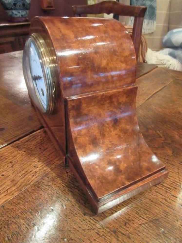 Late 19th Century Burr Walnut Inlaid Striking Mantel Clock - Image 4