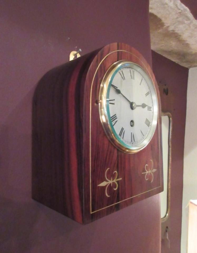 Late 19th Century Rosewood Inlaid Library Wall Clock - Image 5