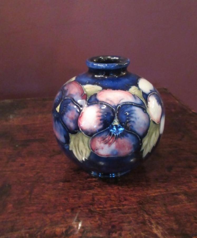 Moorcroft Pansy Pattern Globular Vase - Image 1