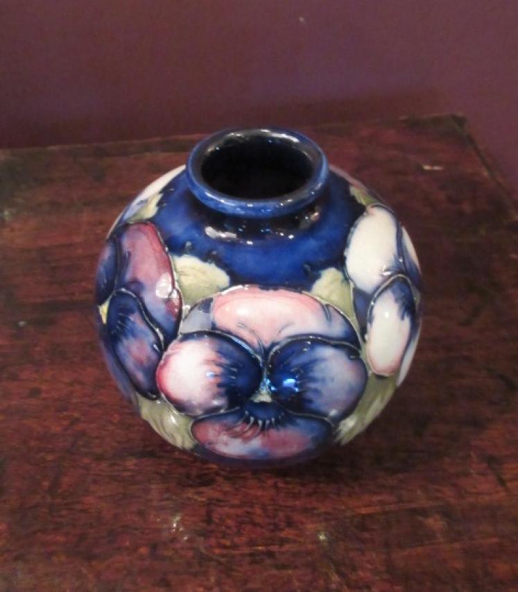 Moorcroft Pansy Pattern Globular Vase - Image 2